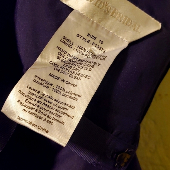 David's Bridal Plum Colored Satin Gown-Size 10 - Picture 7 of 7